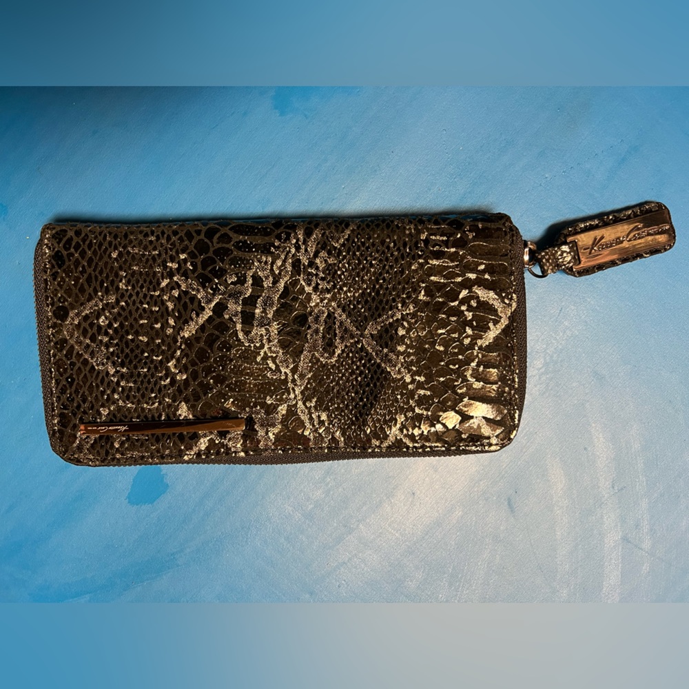 Black / Silver Leather Kenneth Cole Python Zip Ar… - image 1